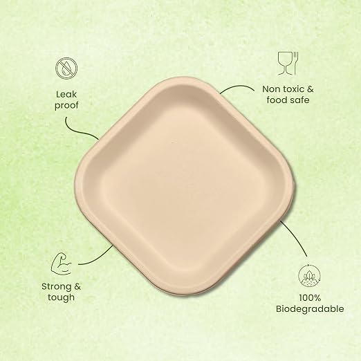 Origami Bio Pulp Square Plates 170 mm, 25 pc