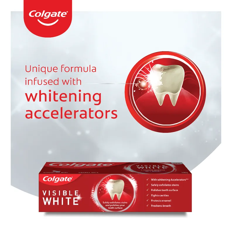 Colgate Visible White Sparkling Mint Toothpaste, 50 gm