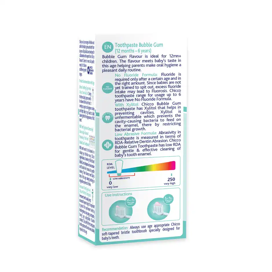 Chicco Bubble Gum Toothpaste For Kids, 50 g