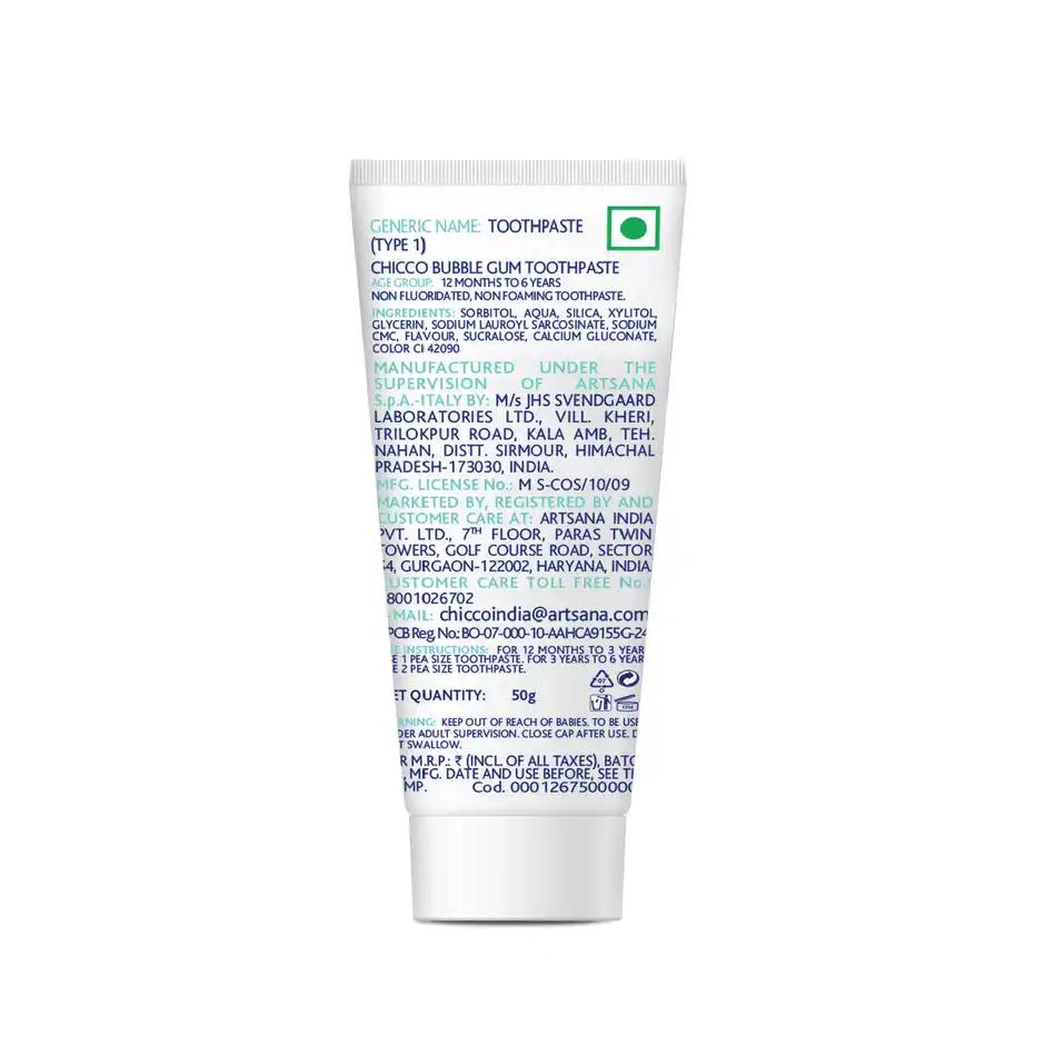 Chicco Bubble Gum Toothpaste For Kids, 50 g