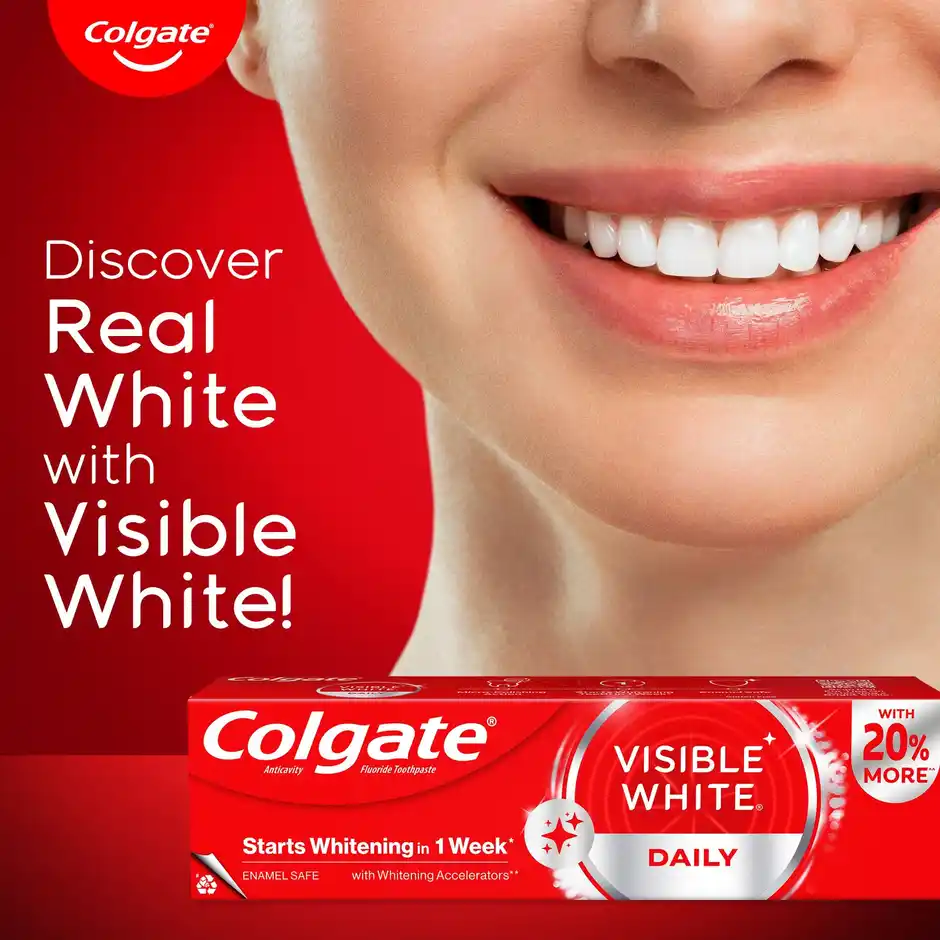 Colgate Visible White Sparkling Mint Toothpaste, 120 g
