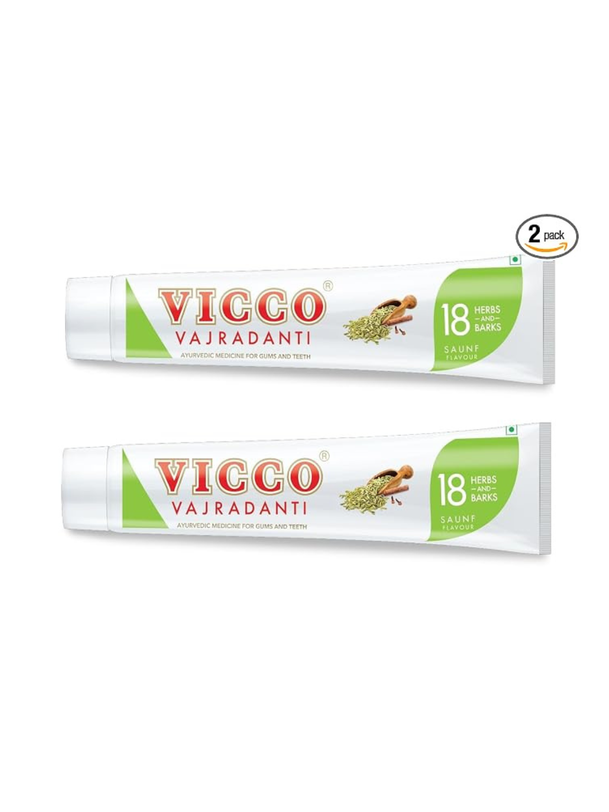 Vicco Vajradanti Toothpaste in Saunf, 200 g (Buy 1 Get 1 Free)