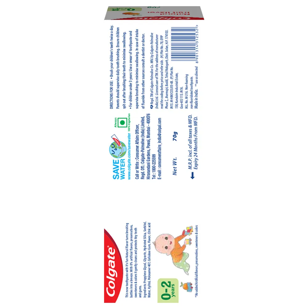 Toothpaste for Kids (0-2 years), Natural Fruit Flavour, 70 g