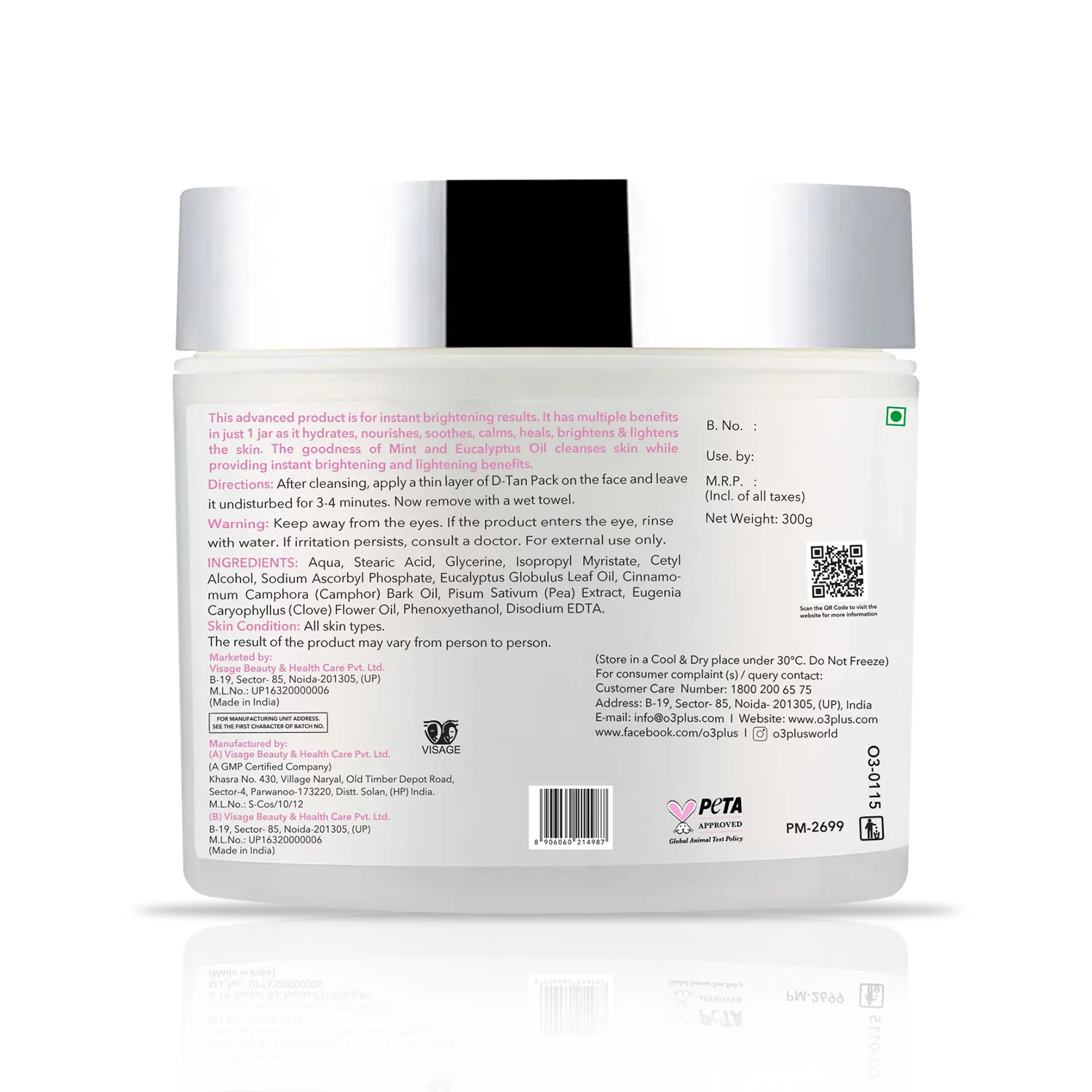 O3+ D-Tan Professional Pack For De Tan, 300 g