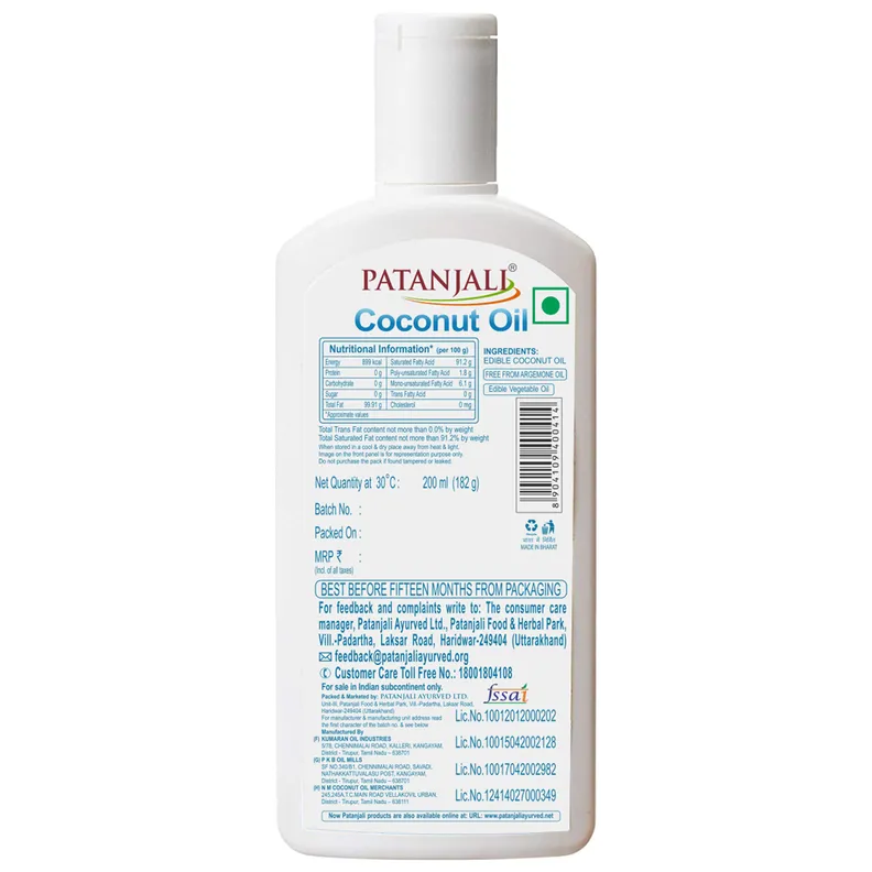 Patanjali Coconut Oil, 200 ml