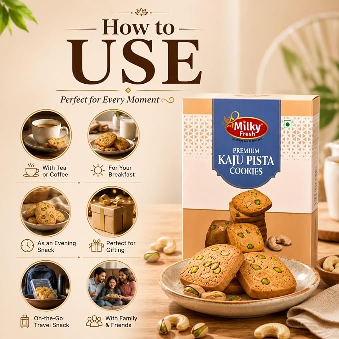 Milky Fresh Premium Kaju Pista Cookies, 300 g (Buy 1 get 1 free)