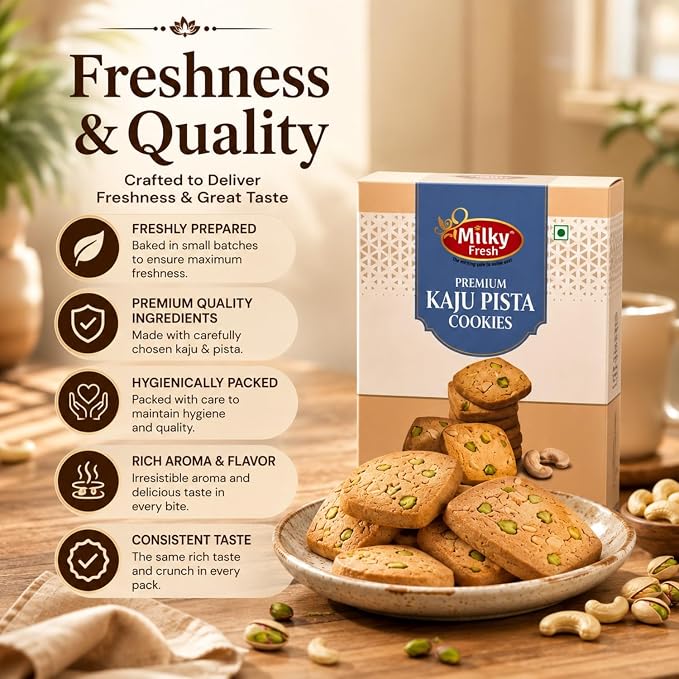 Milky Fresh Premium Kaju Pista Cookies, 300 g (Buy 1 get 1 free)