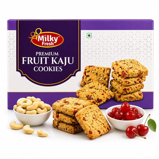 Milky Fresh Fruit Kaju Cookies, 300 g (Buy 1 Get 1 Free)
