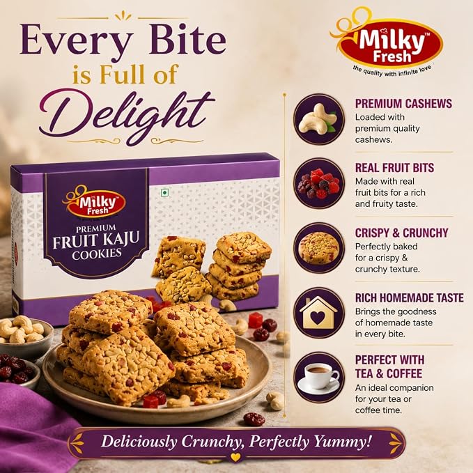 Milky Fresh Fruit Kaju Cookies, 300 g (Buy 1 Get 1 Free)