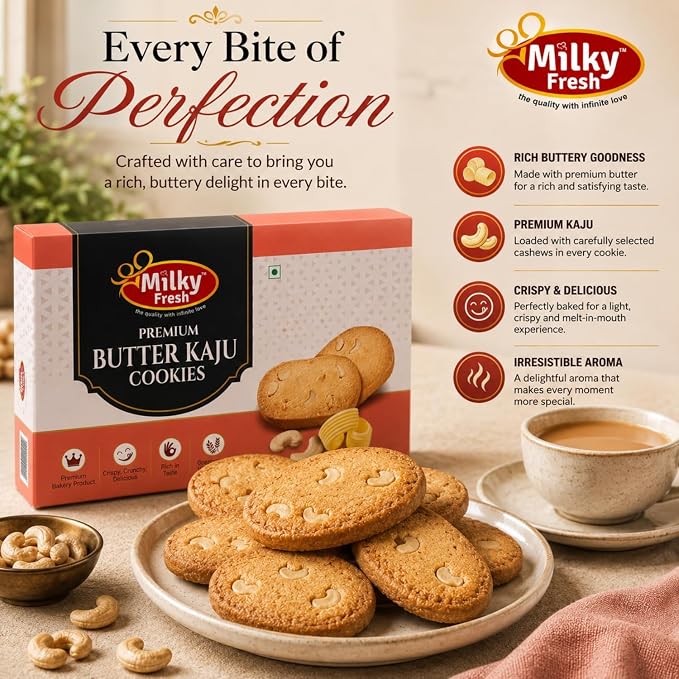 Milky Fresh Premium Butter Kaju Cookies, 300 g (Buy 1 get 1 free)