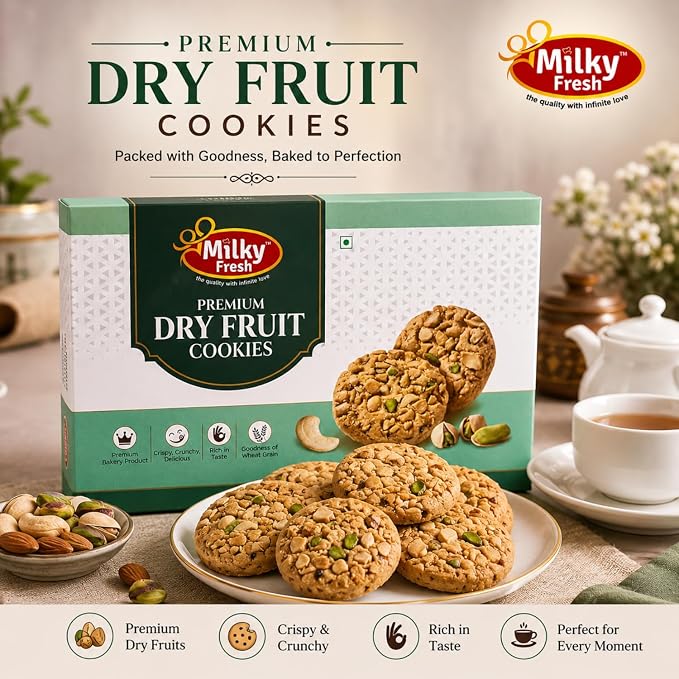 Milky Fresh Premium Dry Fruit Cookies, 300 g (Buy 1 Get 1 Free)