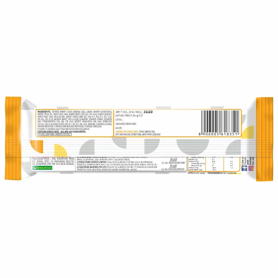 Winkies Fruit Cake Sliced, 110 g