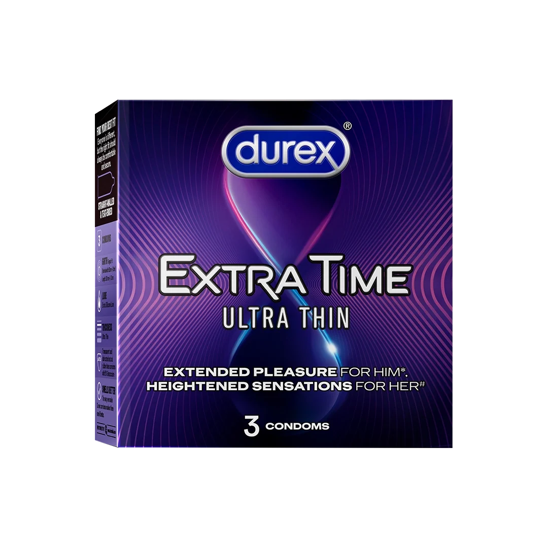 Durex Extra Time Ultra Thin Condoms, 3 Count