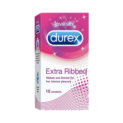 Durex Extra Ribbed Condoms, 10 Count