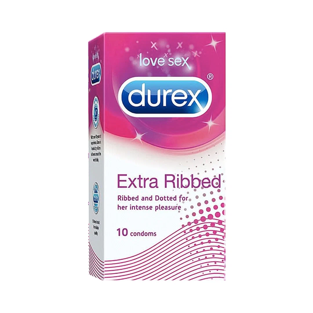 Durex Extra Ribbed Condoms, 10 Count