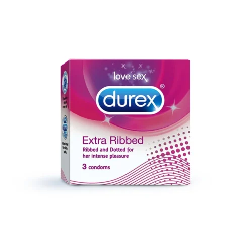 Durex Extra Ribbed Condoms, 3 Count