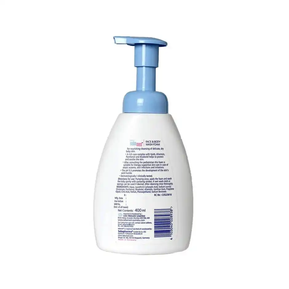 Sebamed Baby Bath Face & Body Wash Foam, 400 ml