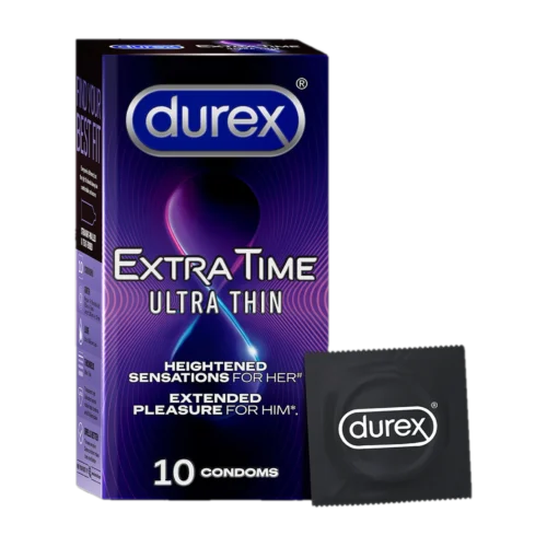 Durex Extra Time Ultra Thin Condoms, 10 Count