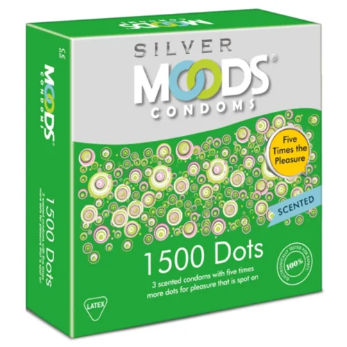 Moods Silver 1500 Dots Condoms, 3 Count