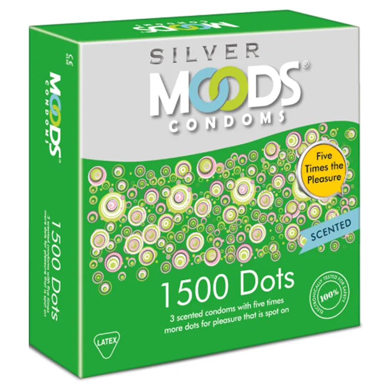 Moods Silver 1500 Dots Condoms, 3 Count