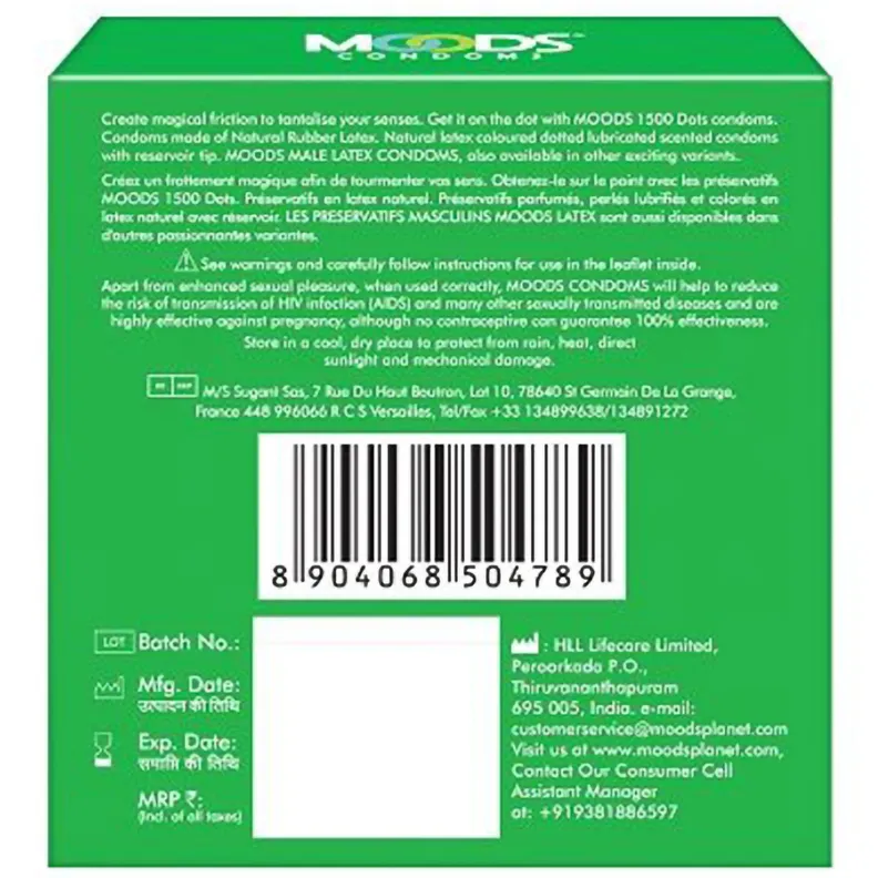 Moods Silver 1500 Dots Condoms, 3 Count
